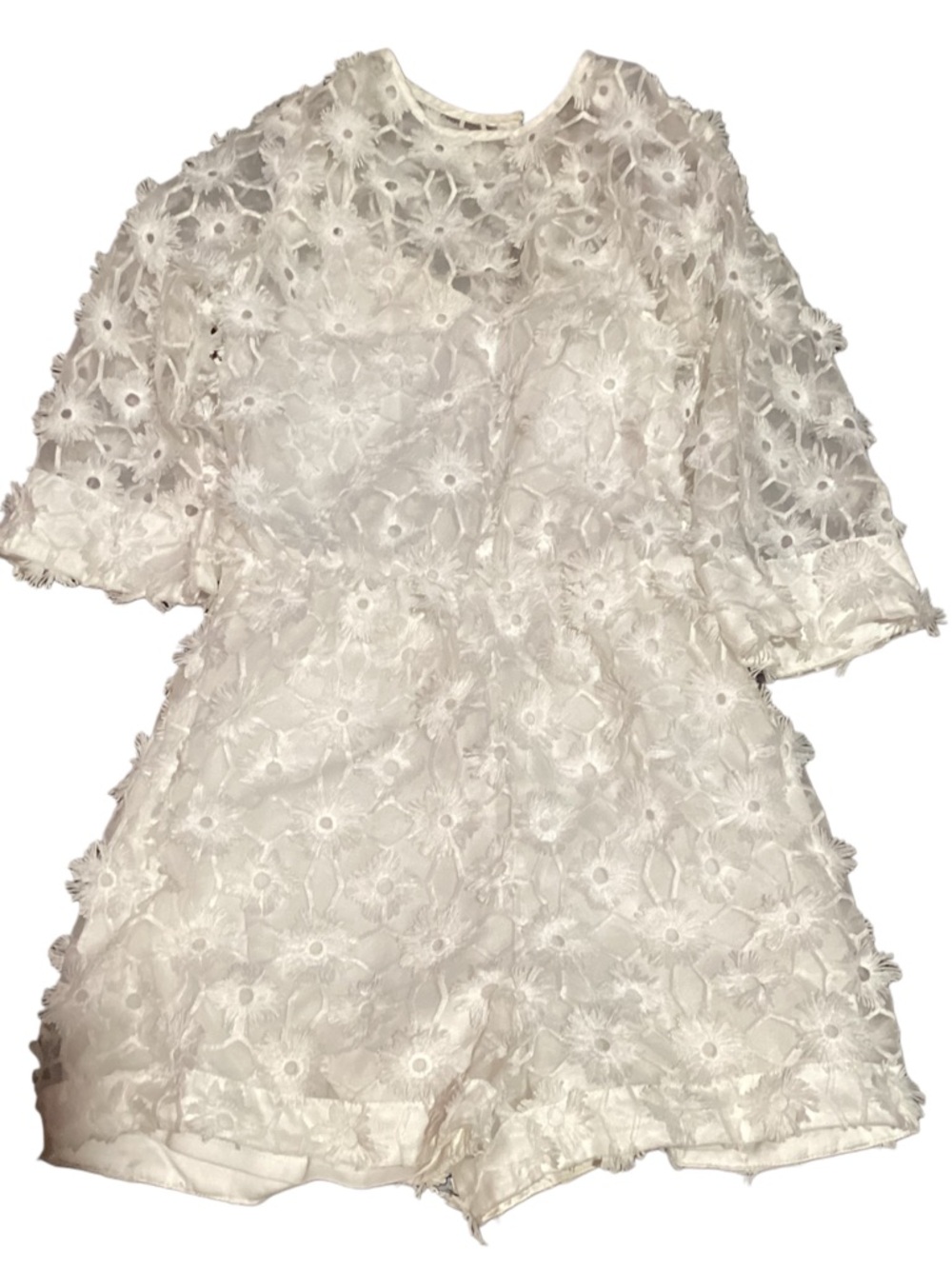 White Floral Appliqué Romper